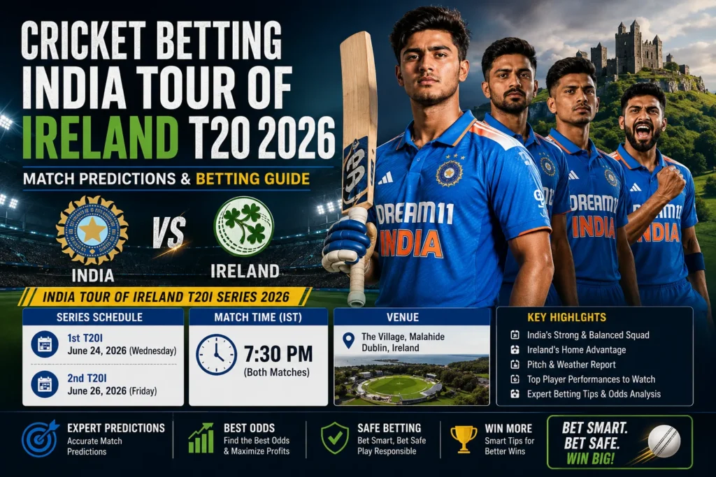 Cricket Betting India Tour of Ireland T20 2026 match predictions, betting guide and odds analysis
