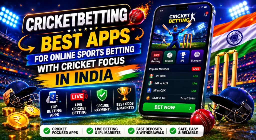 Best apps for online sports betting with cricket focus in India offering IPL betting, live cricket betting, secure payments, and competitive odds.