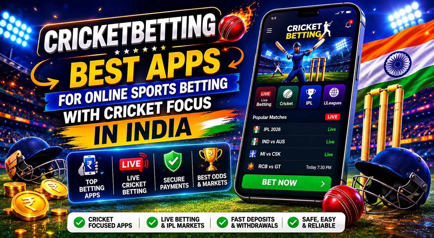 Best apps for online sports betting with cricket focus in India offering IPL betting, live cricket betting, secure payments, and competitive odds.